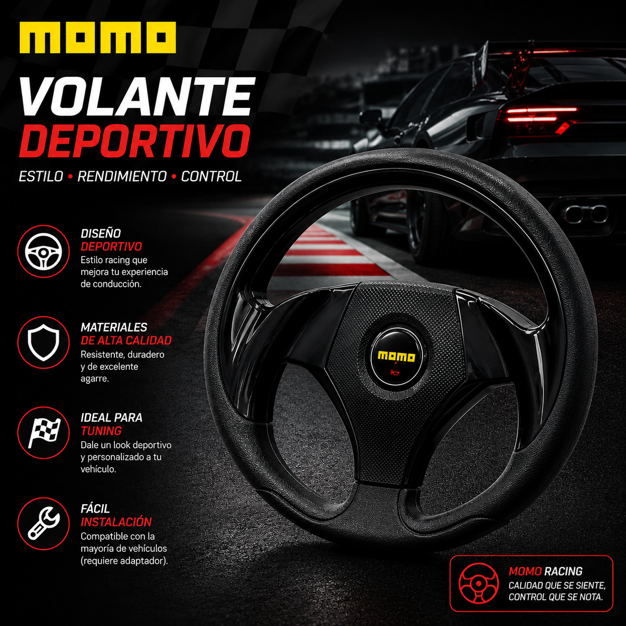 Volante Deportivo MOMO Universal - Imagen 2