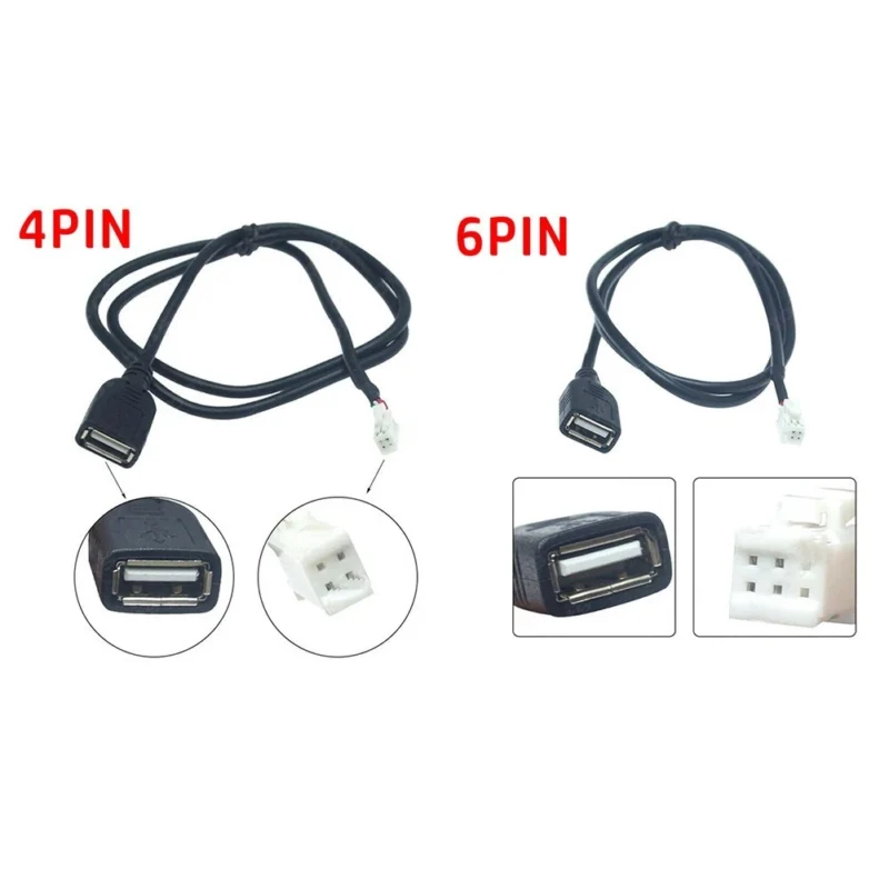 Adaptador de Cable de Extensión USB 4 Pines y 6 Pines para Radio Android de Auto