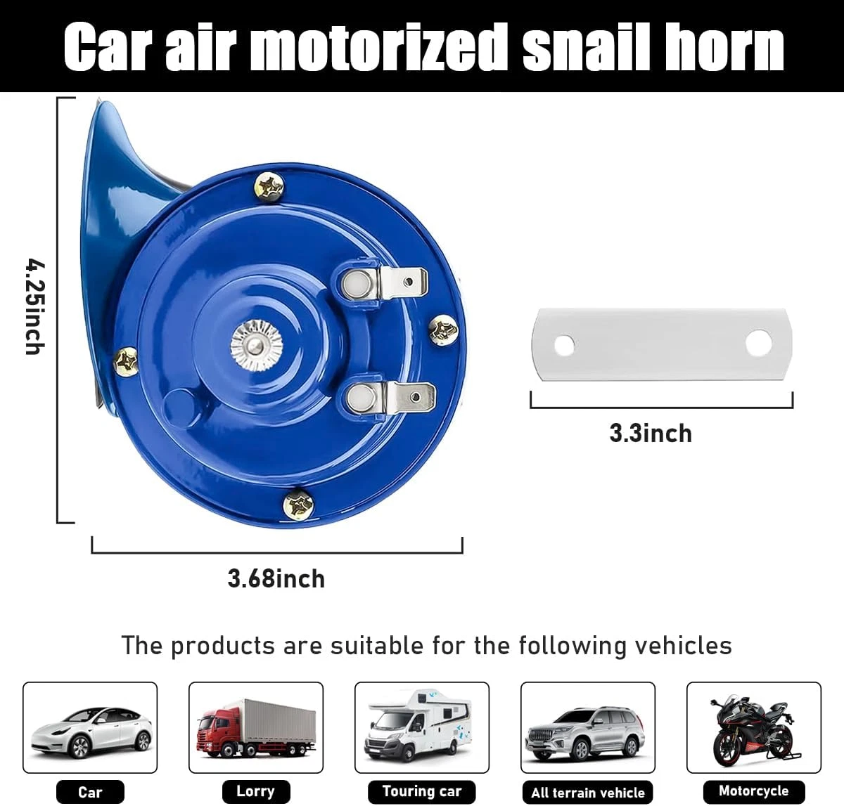 Bocina Azul Claxon Tipo Caracol para Auto, Camioneta y Vehículo 12V - Imagen 2