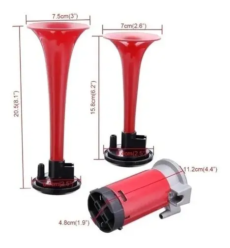 Bocina Doble Eléctrica Trompeta de Aire con Compresor 12V para Auto, Camión y Camioneta - Imagen 2